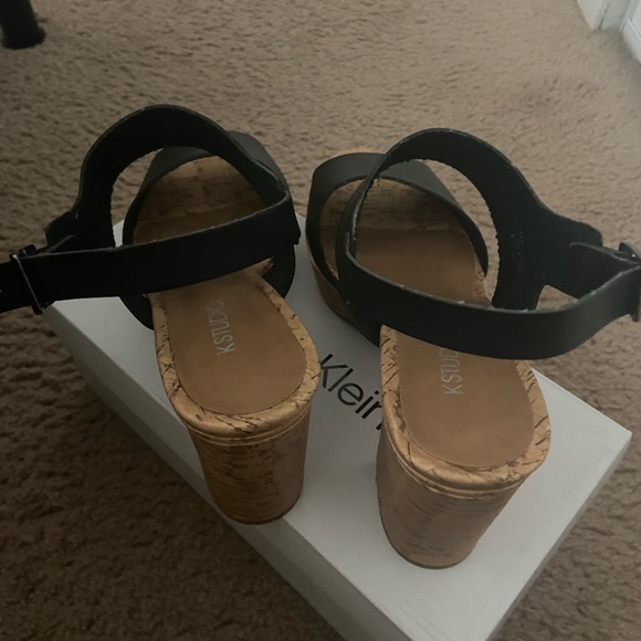 Black platform cork chunky heels - Picture 4 of 5